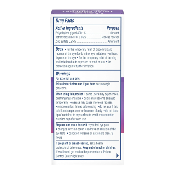 Visine Total Comfort back packaging