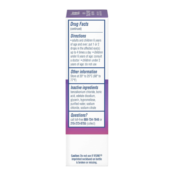 Visine total Comfort directions and Inactives ingredients